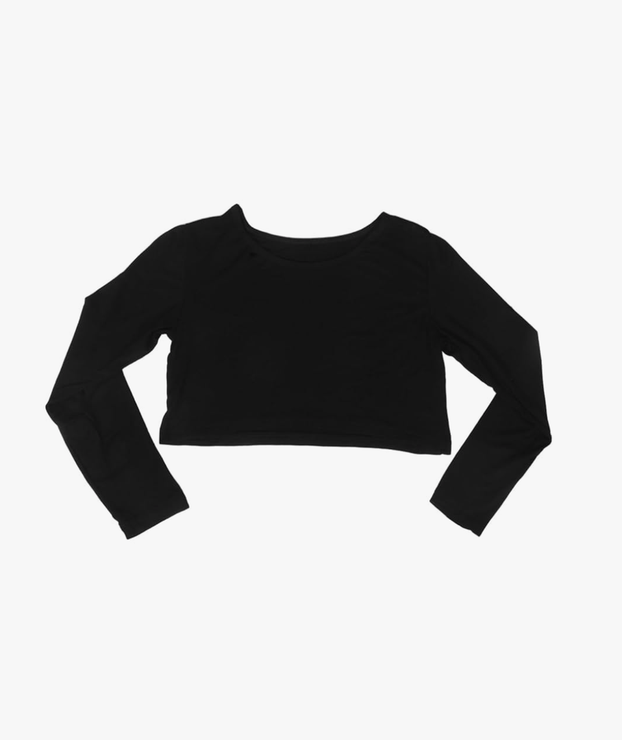 DAZY Fitted Long Sleeve Tee Versatile Casual Formal Top for Women Enhances Body Proportions for Layering,L