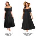 Plus Size Sun Dresses Women - Summer Off the Shoulder Puff Sleeve A Line Boho Maxi Flow Long Dress 2025 (24W, Black)