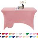 Spandex 4ft Waterproof Table Cover for Party,Wedding, Banquet, and Events(Dusty Pink) (48" x 30" (Rectangular))