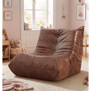 Hobestluk Bean Bag Chair for Teens Toddler Bean Bag Chair with Memory Foam Filler Leather Beanbag with Spacious Design Bean Bag Couch for Reading Gaming Relaxing (Brown, Medium)