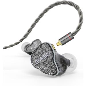 BASN Bmaster5 in Ear Monitors, 5 Drivers Drummer Headphones with Powerful Bass, Noise Isolation IEM Earbuds with Detachable MMCX Silver-Plated OFC Cable for Musicians (Midnight Black, 3.5mm)