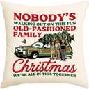 Christmas Vacation Decorations, Funny Holiday Pillow Cover, Griswold Family Christmas Vacation Merch Gifts, 18x18 Inch Holiday Throw Pillow Covers, Farmhouse Xmas Cushion Case Sofa Decor (Nobody)
