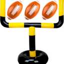 4 Pcs Jumbo Inflatable Football Set Include 1 Giant Inflatable Football Goal Post and 3 Pcs Blow Up Footballs Beach Balls for Summer Beach Lawns Outdoor Sports Game