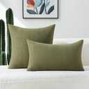 FUTEI Olive Green Decorative Throw Pillow Covers 24x24 Inch Set of 2,Soft Chenille Triangle Check Pattern European Cushion Case,Modern Home Decor for Couch Bed Living Room