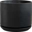 Olly & Rose Large Matt Black Plant Pot 14 Inch Extra Large Fibre Planter with Saucer - Large Indoor and Outdoor Plant Pot