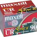 Maxell UR 90 Normal Bias Blank Audio Recording Cassette Tape, Low Noise, 90 Minute Recording Time, 5 Pack