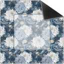 Blue and White Dahlia Floral Mahjong Mat 31.5" x 31.5", Non-Slip Noise Reduction Mahjong Table Cover Accessories and Supplies for Dominoes Poker Card Board and Tile Games Gifts, 80 cm x 80 cm x 3 mm
