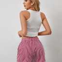 Ythomm Womens Lounge Shorts Y2k Striped Print Elastic Waist Pajama Shorts Cute Boxers Bottoms With Pockets Comfy Sleepwear (Red, L)