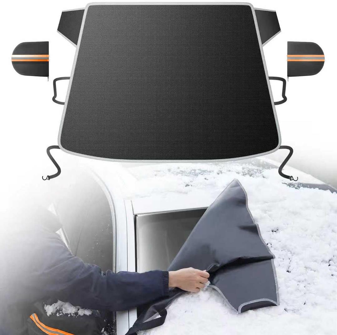 DooGooCoo [2026 Upgraded] Windshield Cover for Ice and Snow [700D Waterproof Fabric]-Against Snow, Ice, Frost and Water, Heavy Duty Car Snow Cover, Suitable for Cars, SUVs, and Trucks - Medium