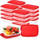Qinyoung 18 Pcs 33 Oz/ 4 Cups Plastic Food Storage Containers with Lids Portion Box Sets with Cover Stackable Plastic Containers with Lids Microwave Freezer Dishwasher Safe (Red)