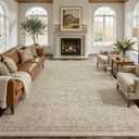 Nakagishi Neutral 8x10 Area Rugs for Living Room Washable, Vintage Brown | Pet & Kid Friendly, Non-Slip, Soft, Low-pile Carpet for Living Room/Bedroom/Dining Room/Nursery, Stain Resistant Vintage