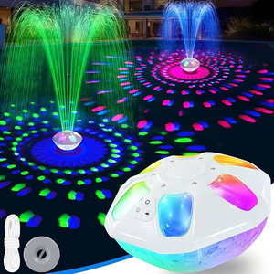 PoolPop 9000mAh Pool Fountain with Remote,Floating Pool Fountain with Light,2 in 1 Rechargeable Pool Water Fountain Anchor,2 Spray Mode Swimming Pool Fountain Pump for Inground Above Ground Pool-White