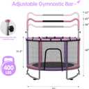 LotFun Trampoline for Kids, Toddler Trampoline with Net, 440 LBS Capacity, Adjustable Height, Basketball Hoop & Sandbag,Gifts for Boys & Girls, Ages 3-12, Size: 59x59x63 IN
