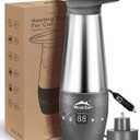 Car Kettle 12V, Portable Car Kettle Water Boiler with Temperature Control, Stainless Steel Inner, Quick Boiling, Auto Shut-Off, Leak Proof and Boil-Dry Protection, 348ml (Grey)