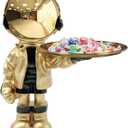 Dosker Astronaut Statues with Candy Dish & Key Dish,Spaceman Sculpture Polyresin Arts Gifts,Figurine Ornament Room Decor for Men,Tabletop Decoration for Living Room, Office, Entryway(Golden) (Large)