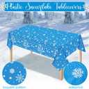 352 Pcs Snowflake Party Tableware Set Disposable Winter Frozen Birthday Party Wonderland Dinnerware Christmas Snowflake Tablecloth Plates Napkins Cups for 50 Guests(Blue)