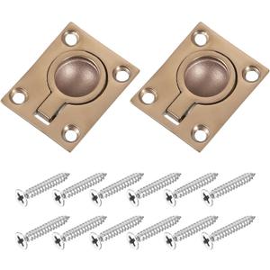 uxcell 2Pcs Flush Ring Pull, 1.89-inch x 1.5-inch Stainless Steel Rectangle Recessed Door Pull with Screws for Furniture, Boat, Bronze Tone