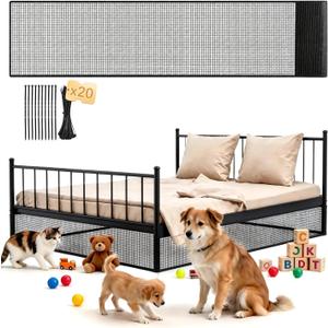 Under Bed Blocker for Pets - Extra Tall Pet Proof Barrier with Zip Ties, Cuttable Furniture Blocker to Stop Dogs, Cats & Toys from Entering Under King/Queen Size Beds & Couches (Black, 240 x 16 Inch)
