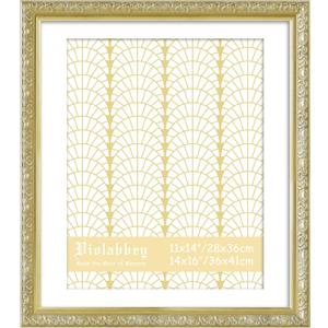 VIOLABBEY 14x16 Picture Frame Gold, Display 11x14 Picture with Mat or 14x16 without Mat, Ornate Vintage 14 x 16 Gold Frame for Wall Decor or Tabletop Display