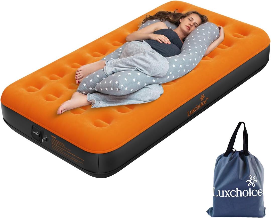 Air Mattress with Built-in USB Rechargeable Pump Camping Inflatable Mattress Portable Blow up Mattress Air Bed Guest Bed for Home Outdoors Hiking Travel (Twin)