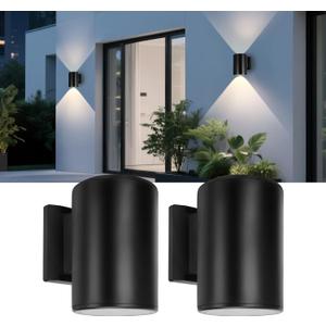 pearlstar 2 Pack Solar Wall Lights Outdoor,Solar Sconce Lights Up and Down Lighting Solar Fence Lights,IP65 Waterproof Exterior Light for Yard Backyard Garage Porch Patio Door