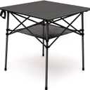 SUNNYFEEL Aluminum Folding Table for Camping, Lightweight Roll Up Top, Portable Camp Tables with Carry Bag for Outdoor Picnic (Square, Brown), 27.5 X 27.5 in