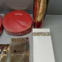 Nervure 175PCS Red Plastic Plates - Disposable Red Gold Party Plates & Pre Rolled Napkins with Cutlery for 25 Guests, 50Plates, 75Silverware, 25Cups, 25Napkin for Wedding & Party & Independence