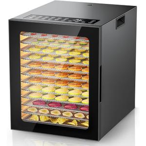 Stainless Steel Food Dehydrator 12 Trays 850W, Digital Food Dryer with Adjustable Timer & Temperature Control for Beef Jerky, Fruit, Herbs, Dog Treats