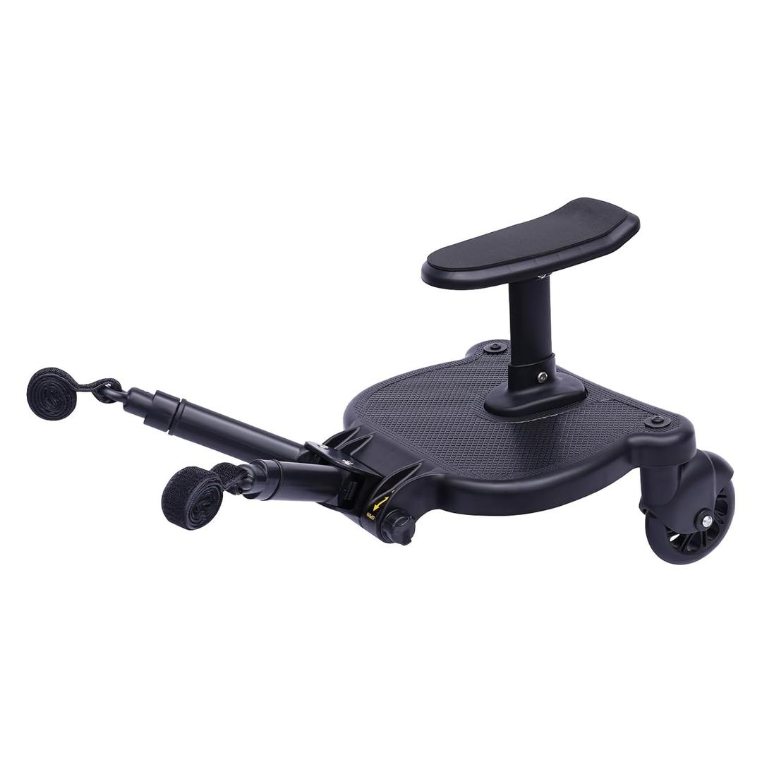 Universal Stroller Board, 2 in 1 Stroller Ride Board w/Detachable Seat, Stroller Glider Board, Buggy Board for 99% of Strollers, Holds Children Up to 55lbs