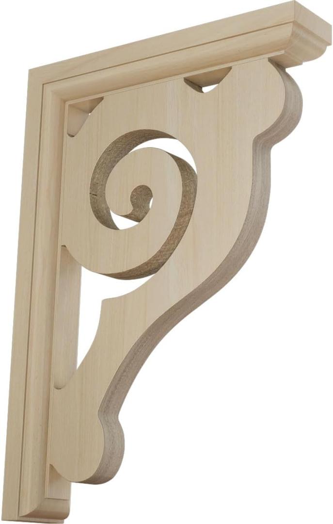 Ekena Millwork BKT01X06X08BURW Bulwark Wood Brackets, 1 1/2"W x 6"D x 8 1/2"H , Rubberwood