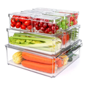 10 Pack Refrigerator Pantry Organizer Bins, Stackable Fridge Organizer Bins with Lids, Clear Plastic Food Storage Bins for Kitchen, Countertops, Cabinets, Fridge, Drinks, Fruits, Vegetable, Cereals