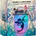 Make Your Own Unicorn & Fairy Lantern Jar Night light Arts and Crafts for Kids, Best Birthday Gifts for Girls  DIY Unicorn Gift & Fairy Craft Kit for Little Girls(1 Pack)