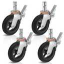 Besitu 8 inches Scaffolding Wheels 1-3/8" Solid Round Stem Caster with Dual Locking Brakes 1100LBS Capacity Per Wheel Commercial Scaffolding Accessories