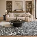 8×10 Ft Washable Rug, Black and White Abstract Area Rug for Bedroom Living Room Dining Room Office Playroom Nursery, Ultra Thin Nonslip Modern Large Rugs Soft Contemporary Striped Rugs