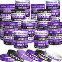 WATINC Purple Ribbon Awareness Silicone Bracelets Set, Hope Faith Stretch Wristband,Motivational Rubber Bracelet for Domestic Violence Animal Abuse Lupus Epilepsy Pancreatic Cancer Alzheimer (120Pcs), 20.2 cm / 8in