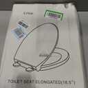 Elongated Toilet Seat, 18.5 Soft/Slow Close Oval (Oblong) Toilet Seat for Elongated Toilets, No-Slam Quiet-Close Lid, Easy-to-Install & Clean, Durable Never-Loosen White Plastic Seat