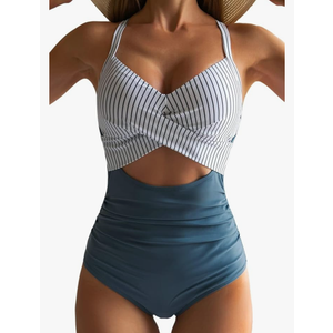 Eomenie Women's One Piece Swimsuits Tummy Control Cutout High Waisted Bathing Suit Wrap Tie Back 1 Piece Swimsuit M