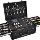 Barber Case with Clippers Sliding Tray, Profesional Barbers Briefcase Tool Case, Barber Cases for Clippers and Supplies, Hair Scissors Trimmer Organizer, Salon Grooming Hard Travel Suitcase