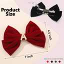 2Pcs Velvet Hair Bows Set  Red Elegant Bow Clip & Long Ribbon Hair Clip, Personalized Hair Accessories for Women, Girls & Kids, Gift for Weddings, Birthdays, Christmas-C