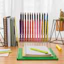 Acrylic Pen Holder Storage Box with Multi-Slot Design 2-Tier 48-Slot Large Capacity Pencil Organizer and Brush Stand for Desk Makeup Brushes Markers and Art Supplies (24.00X10.50X9.00CM)