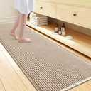 Smiry Waffle Bath Mat 72x24, Extra Soft Absorbent Bathroom Rugs, Non Slip Machine Washable Quick Dry Bath Rugs for Bathroom Floor, Tub, Shower, Home Decor Accessories, Brown & Cream