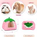 Rabbit Hideout, Washable Bunny Bed with Removable Pee Pad, Plush Indoor Rabbit House, Adorable Strawberry Design Small Animal Hideaway for Guinea Pig, Pink