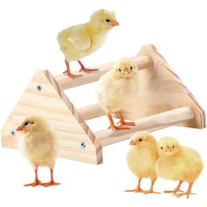 Wooden Chick Perch Stand, Pine Chicks Roosting Bar, Jungle Gym Perch Toys for Chicken Coop & Brooder, Bird Perch for Baby Chicks & Parrots (Small)