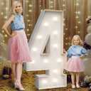 4FT Marquee Light Up Numbers 4,Party Decoration Large Marquee Light Up Letters with Weighted Water Bag,Pre-cut Foam Board Set Can Be Used for Birthdays,Weddings,Baby Anniversaries
