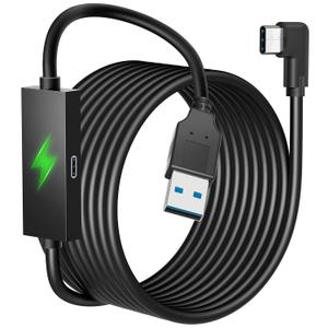 Kuject Design 16FT Link Cable for Quest 3S/3, Quest 2, Quest Pro, with Separate Charging Port for Uninterrupted Power, USB 3.0 Type A to C Cable for VR Headset Accessories and Gaming PC