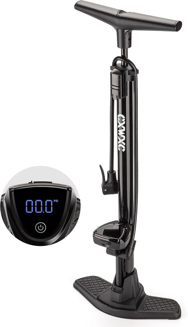 CXWXC Bike Floor Pump with Digital Gauge 140 PSI Bicycle Tire Pump fits Presta & Schrader Valve Portable Bike Air Pump with Large Display for Easy to Read