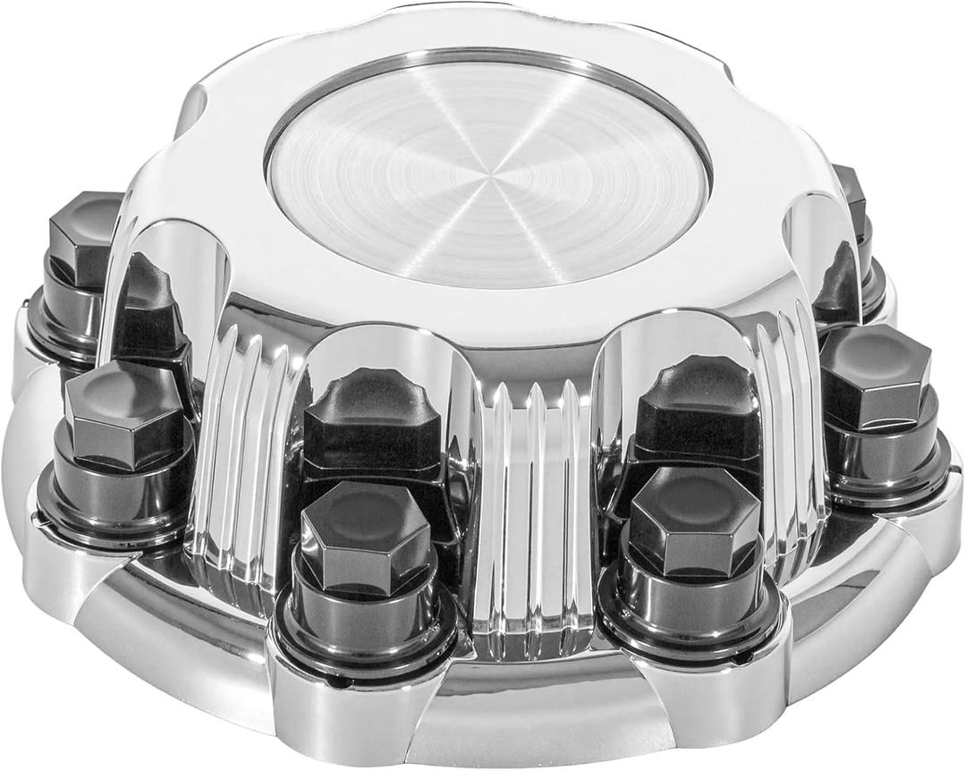 Chrome Wheel 8 Lug Chevy Center Caps Compatible with Select 16 Inch Van & Truck Rim Wheels - Replacement 15039489, 15039488, 9597169, 9597170 Rim Hub Cover, Set of 1, Silver