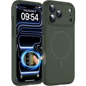 Magnetic for iPhone 17 Pro Max Case, Compatible with MagSafe, Integrated Silicone Camera Control Cover Protection, 3.0mm Thicken Silicone Phone Cover for 17 ProMax 6.9", Dark Green