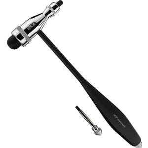 MDF Instruments, Tromner Neurological Reflex Hammer with Built-in Brush for cutaneous and Superficial responses - Light - HDP Handle - Black (MDF555P-11)
