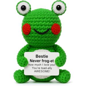2 x JoycuFF Best Friend Friendship Gifts for Women Mini Funny Frog Birthday Gifts for Women Friendship Gift Positive Crochet Animal Emotional Support Handmade Crochet Frog